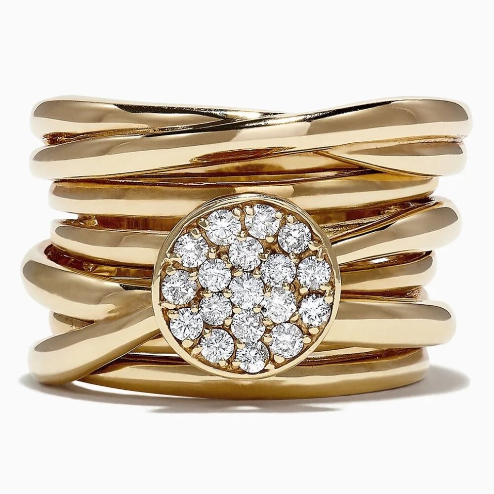 $6500 / NEW / EFFY D'Oro Diamond wide Ring / 14K White Gold / super fancy